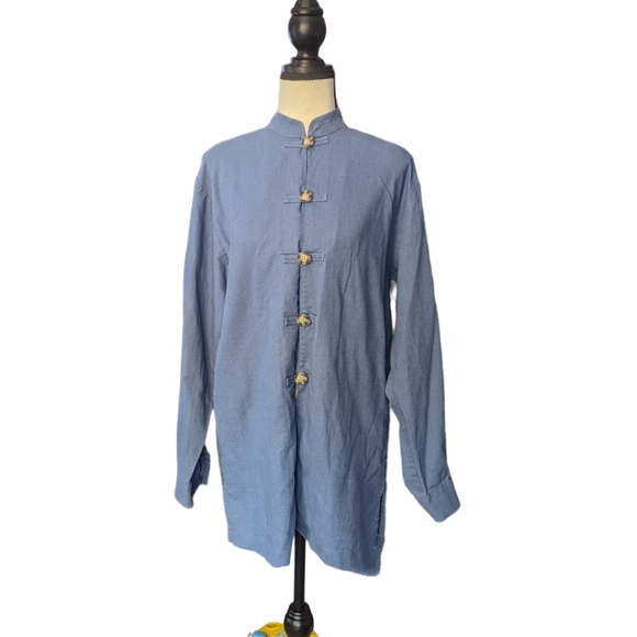Harry and David's Northwest Express Tops - Harry And David's Northwest Express Asian Style Jean Shirt Size M